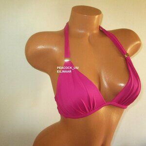 Victoria Secret Swim Harlow Halter Push-Up Bikini Top MEDIUM Dark Pink Berry NWT